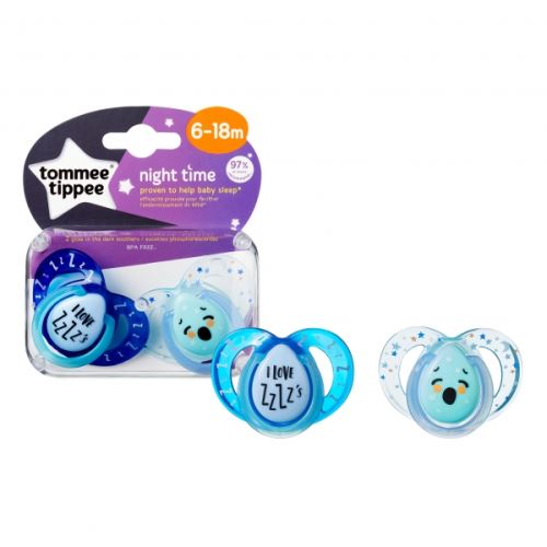 Lot de 2 sucettes closer to nature nuit 6-18m - tommee tippee