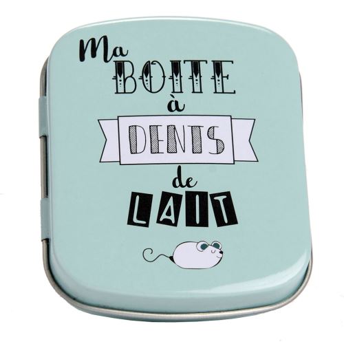 Petite boite à dents de lait Bleu vert en métal