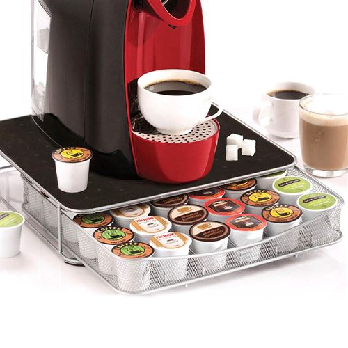 Support machine &agrave; caf&eacute; avec tiroir de rangement pour capsules