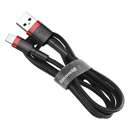 Câble Baseus pour iPhone tressé nylon 0,5 mètre noir et rouge