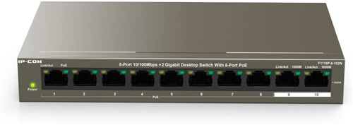 ipcom PoE Switch f1110p-8 – 102 W 2 Gigabit Port Desktop Switch with 8 PoE Ports (f1110p-8 – 102 W)