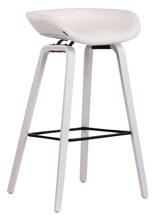 Tabouret de bar Anaheim en feutrine à 4 pieds , Blanc /Bois de chêne Blanc