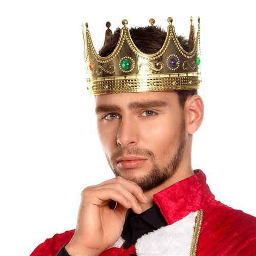 couronne de roi or pierres colorées adulte - 01317