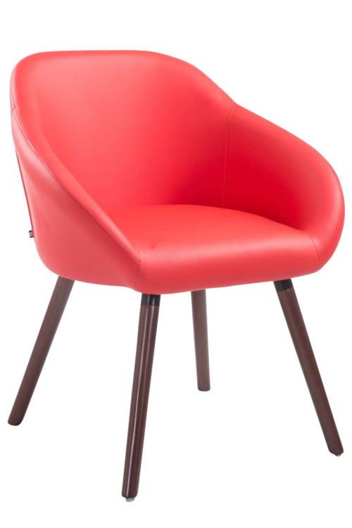 Chaise de salle à manger HAMBURG similicuir , Rouge/Bois de chêne Noyer