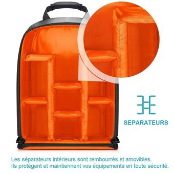 Sac à dos photo Neewer Compartiments réglables Noir Orange