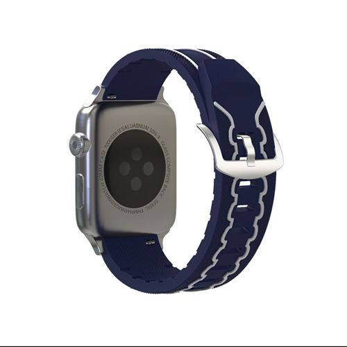 Bracelet en silicone motif flexible bleu foncé/blanc pour votre Apple Watch Series 4 44mm/Series 3/2/1 42mm