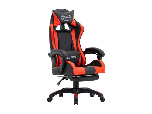 Fauteuil de jeux vid&eacute;o et repose-pied Rouge et noir Similicuir