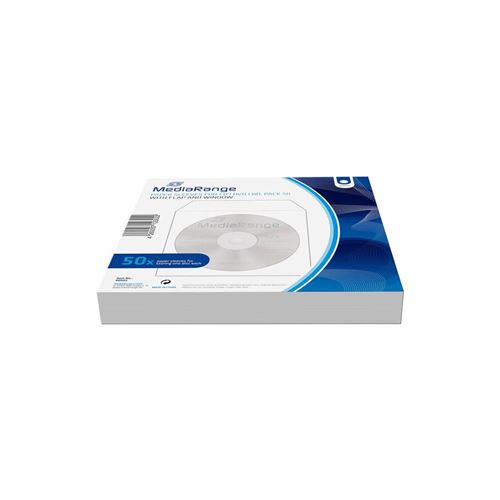MediaRange Retailpack 50 CD Paperbag with Flagwindow - CD/DVD-hoes -capaciteit: 1 CD/DVD - wit