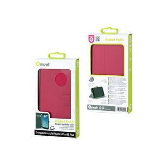 Muvit Wallet Folio - Étui à rabat pour téléphone portable - polycarbonate, imitation cuir - rose - 1