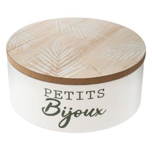 Boîte à Bijoux Ronde avec Miroir Jewel 13cm Blanc