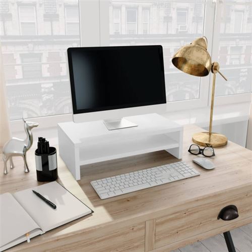 VIDAXL - Support de moniteur - Bois d'ingénierie - Blanc - 42 cm - Image 2
