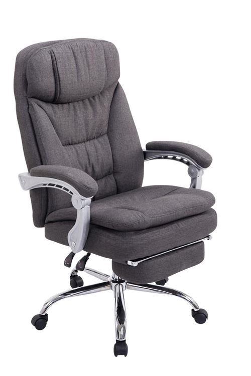 CLP Fauteuil de bureau Troy en tissu avec repose-pieds , Gris foncé