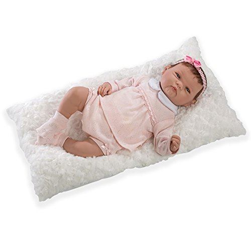 Munecas Guca 10065 spcial Cheveux Rocky Reborn Baby Doll en Costume de Rose et Blanc Pad, 46 cm