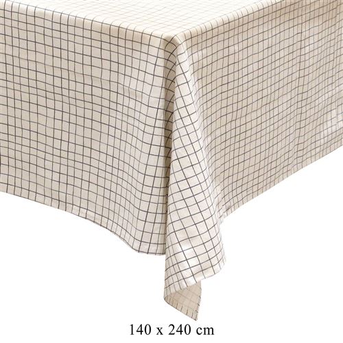 The Home Deco Factory - Nappe rectangulaire quadrillage vintage Little Market - L. 240 x l. 140 cm - Blanc - Little Market - Blanc