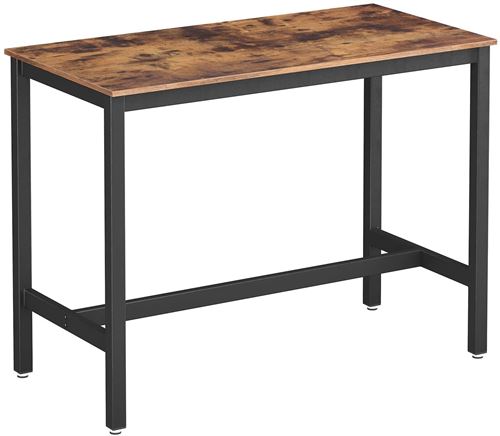 Table Haute de bar polyvalente industriel métal noir et bois 120 x 60 cm