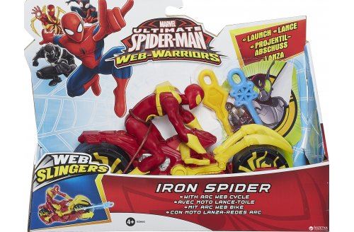Iron spider avec moto lance-toile - spider-man : web warriors - hasbro 2660
