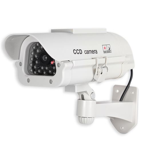 Fausse Camera FISHTEC - Camera Factice avec LED Clignotante - Panneau Solaire - Usage Exterieur/Interieur
