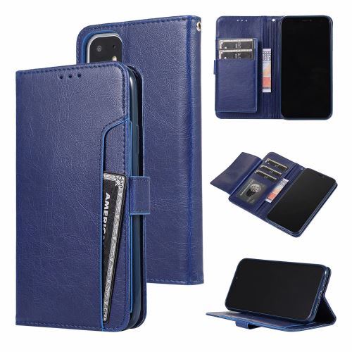 Etui Multifunctioneel duurzaam lederen hoesje voor Apple iPhone 5 / 5S / SE - Blauw