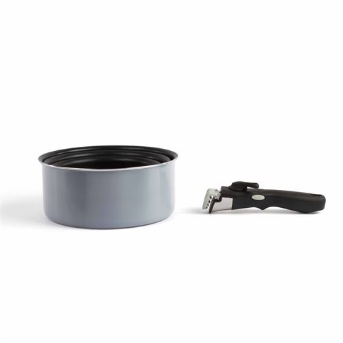 Livoo Set de 3 casseroles manche amovible Gris