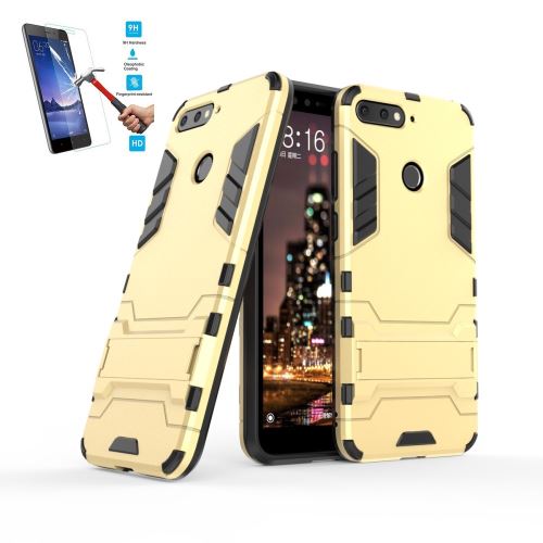 Huawei Honor 7A Anti Choc Gold Avec Film Verre Trempé Coque Housse Etui Antichoc Doré Or hfs-house®