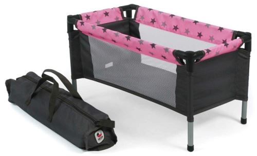 Lit de voyage etoiles pour poupee et poupon - 54x31x32cm - lit parapluie