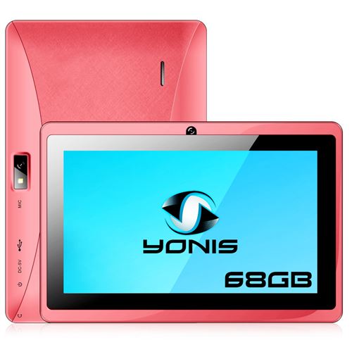 Tablette 7 Pouces Tactile Ips Quadcore Wifi Bluetooth Android Micro SD 68Go Rose - YONIS 