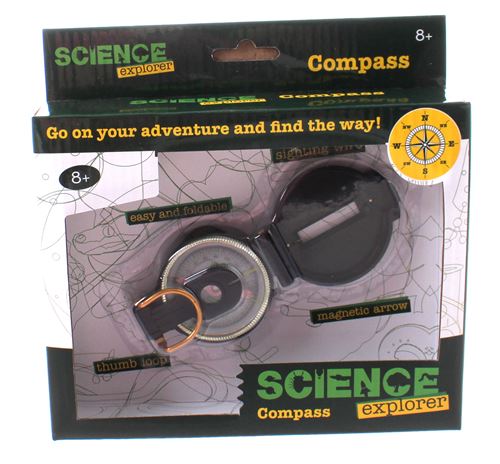 Johntoy Science Explorer boussole noire 5 cm