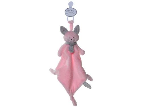 Dimpel - Cléo doudou chat attache-tétine - rose et gris-clair