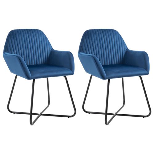Vidaxl Bleu Chaises De Salle À Manger 2 Pcs Velours - Image 1