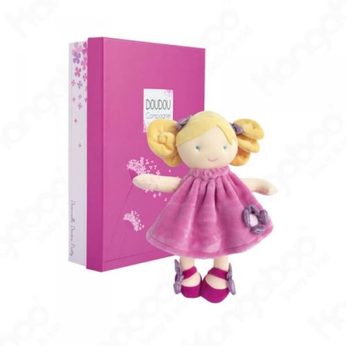 Peluche demoiselle doudou pretty rose 28 cm - doudou et compagnie