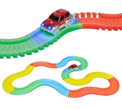 WORLD TECH TOYS - Circuit de Voiture Flexible, modulable, luminescent avec ses accessoires - 220 pieces