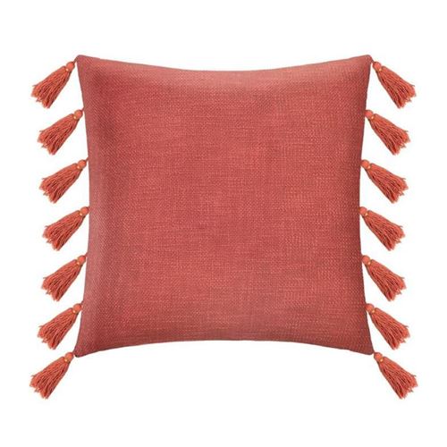 coussin avec pompons gypsy - terracotta - 50 x 50 cm