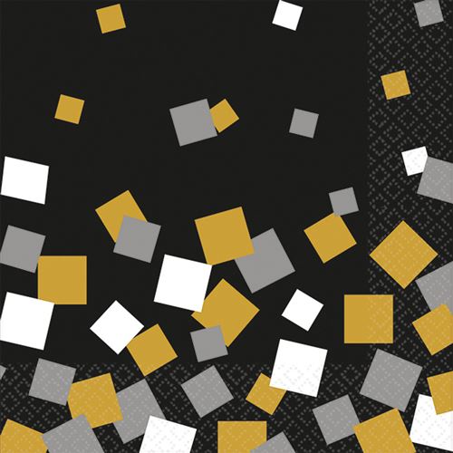Amscan serviettes de table Sparkling Confetti 33 x 33 cm noir 16 pièces