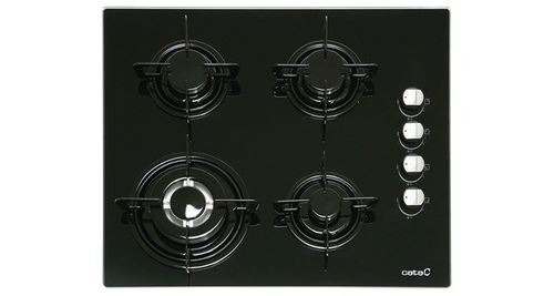 Cata plaque gaz 4 feux ci 631 60cm verre noir