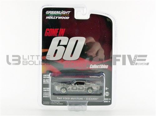 Voiture Miniature de Collection GREENLIGHT COLLECTIBLES 1-64 - FORD Mustang Shelby - GT 500 Custom - Eleanor - Gris métal / Black - 44742