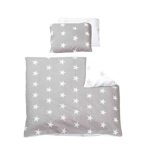 Parure de lit bébé Little Stars gris/blanc - 100x135