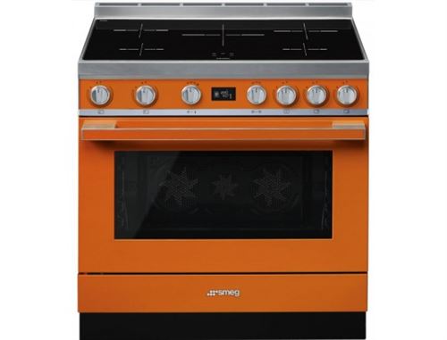 SMEG  Portofino CPF9IPOR - Cuisini&egrave;re - pose libre - largeur : 89.8 cm - profondeur : 60 cm - hauteur : 89 cm - avec syst&egrave;me auto-nettoyant - classe A+ - orange 