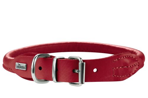 Hunter Collier en cuir d'élan rond et souple pour chien, 33-37cm