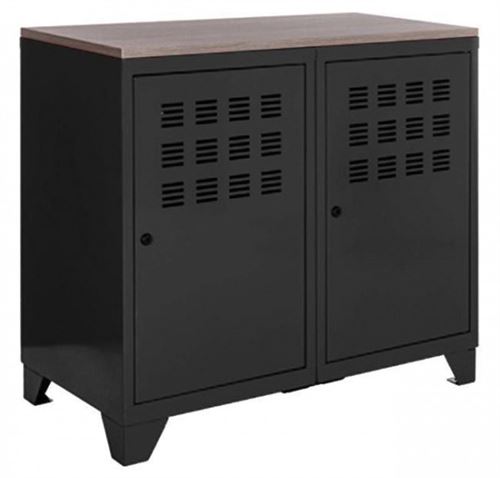 Pierre Henry - Armoire de rangement métal 2 portes Noir