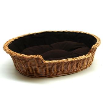 Petit Willow Chien Chat Panier En Osier Foncé Coussin
