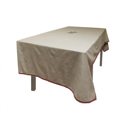 SOLEIL D'OCRE Nappe Coq 140x240 cm - 100% coton - Ecru