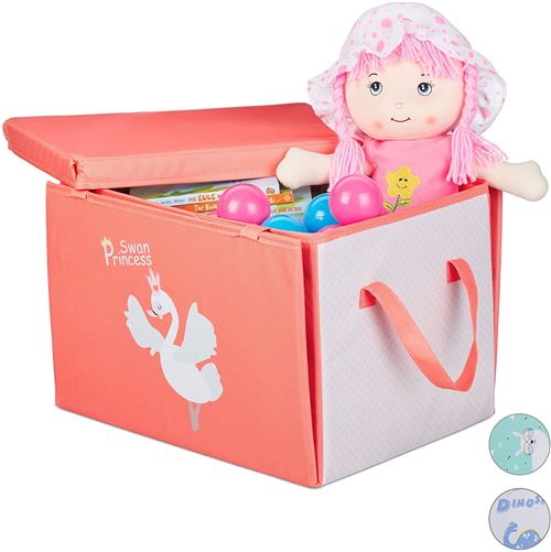 Relaxdays boîte de rangement / toile de jeu Swan 41 cm polyester rose