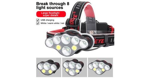 Generique Skywolfeye Usb Rechargeable 8 Led Phare Lampe De Travail - Multicolore - Image 2