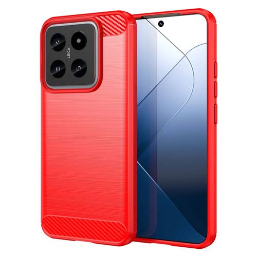Coque pour Xiaomi 14 5G - housse etui silicone gel carbone + film ecran - ROUGE - htdmobiles