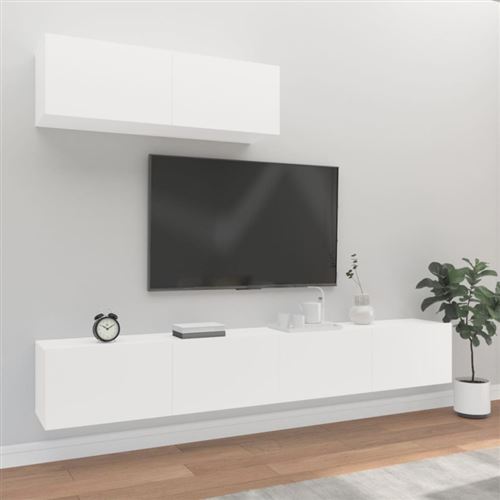 Ensemble de meubles TV 3 pcs Blanc Bois d ingénierie