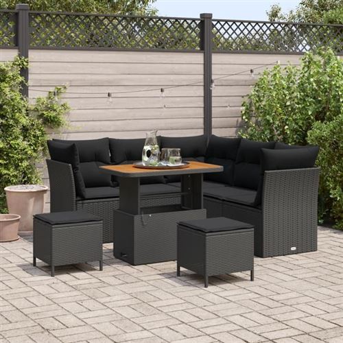 vidaXL - Ensemble de canapés de jardin - 8 pièces - Acacia - Noir - Image 2
