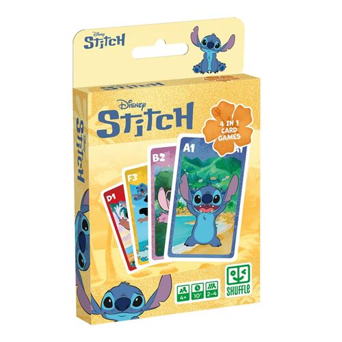 Shuffle Jeu De Cartes 4 En 1 Stitch - 7 Familles, Bataille, Memo Et Action