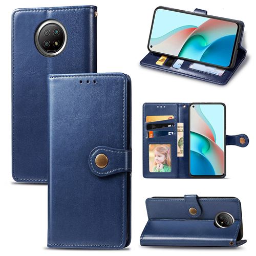 MPFRANCE Housse pour Xiaomi Redmi Note 9T Bleu [Porte Carte, etui portefeuille, boucle]