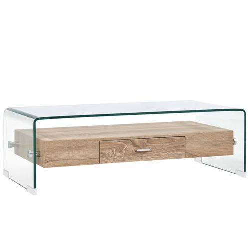 Non Communiqué Transparent Table Basse Clair 98X45x31 Cm Verre Trempé
