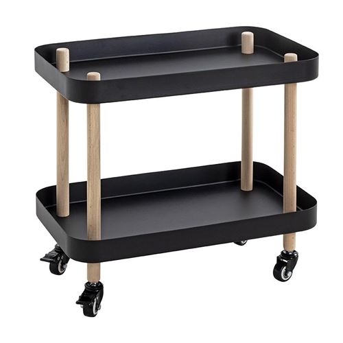 Desserte de Cuisine 2 Niveaux "Yumi" 47cm Noir